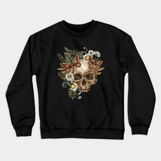 Scull flowers Crewneck Sweatshirt by Myartstor 